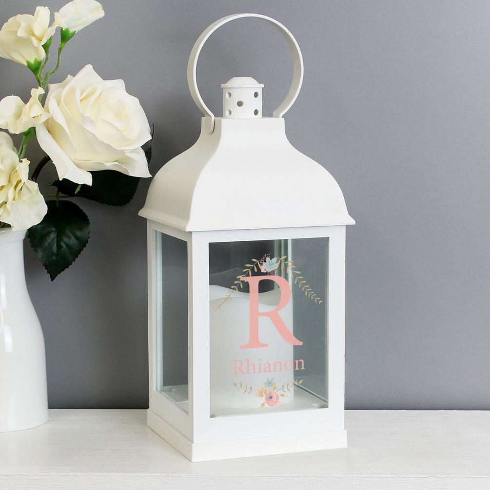 Personalised Floral Bouquet White Lantern Extra Image 1